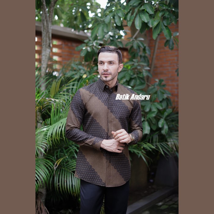 Batik Pria Lengan Panjang Slimfit Premium Full Furing Sogan Lawasan Motif Truntum