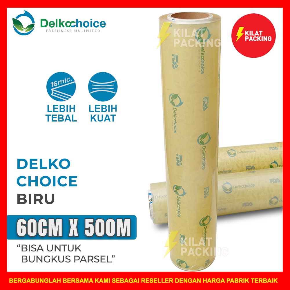 PLASTIK WRAPPING MAKANAN BIRU PREMIUM 60CM X 500M / FOOD WRAPPING / CLING WRAP DELKOCHOICE SATUAN