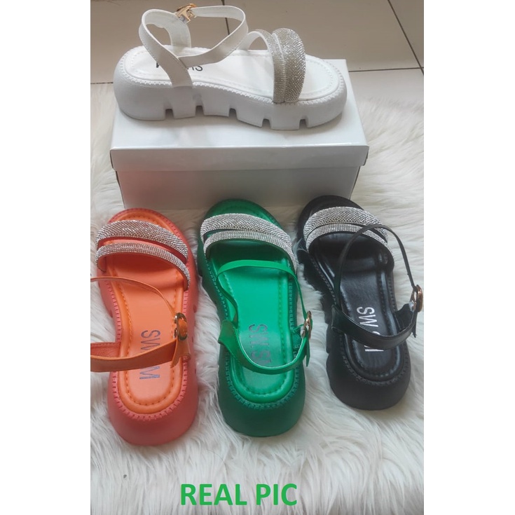 [LC] [KUALITAS PREMIUM] 1502 Sepatu Sandal Wanita Heels Hak 6223 Tali Crystal Blink Blink SW SM ELEGAN CANTIK Pesta Keren Trend Kualitas Bagus Impor