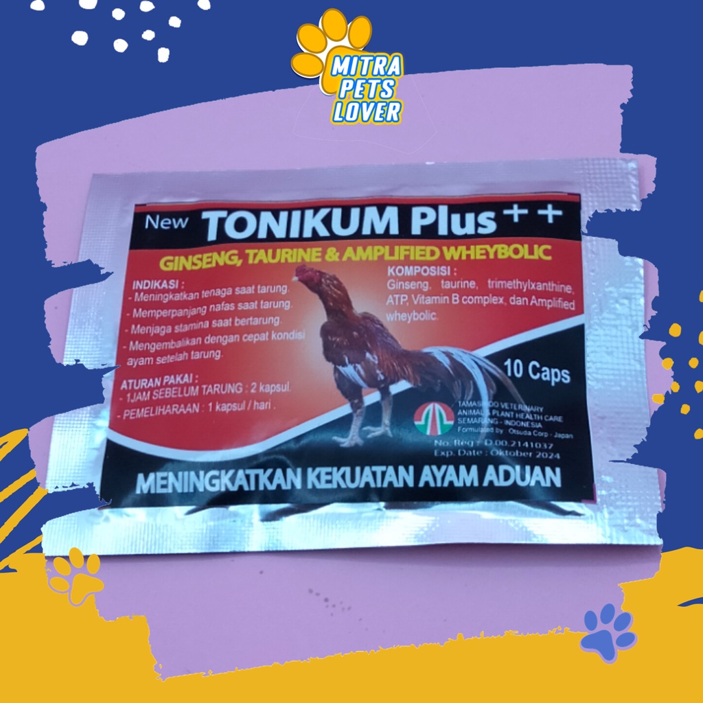 SUPLEMEN PENGUAT AYAM - TONIKUM PLUS AYAM 10 CAPS - MENINGKATKAN TENAGA MENJAGA STAMINA MENGUATKAN NAFAS SAAT BERTARUNG - BERKUALITAS MURAH MANJUR AMAN ORIGINAL - PET ANIMAL HEALTHCARE VETERINARY TAMASINDO - VITAMIN DAN NUTRISI AYAM ORI - MITRAPETLOVER