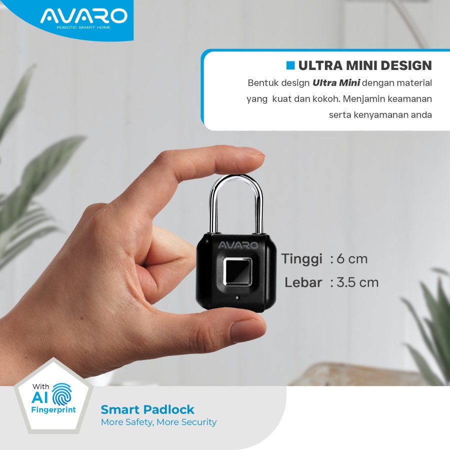 AVARO Smart Padlock Gembok Fingerprint SL06 Gembok