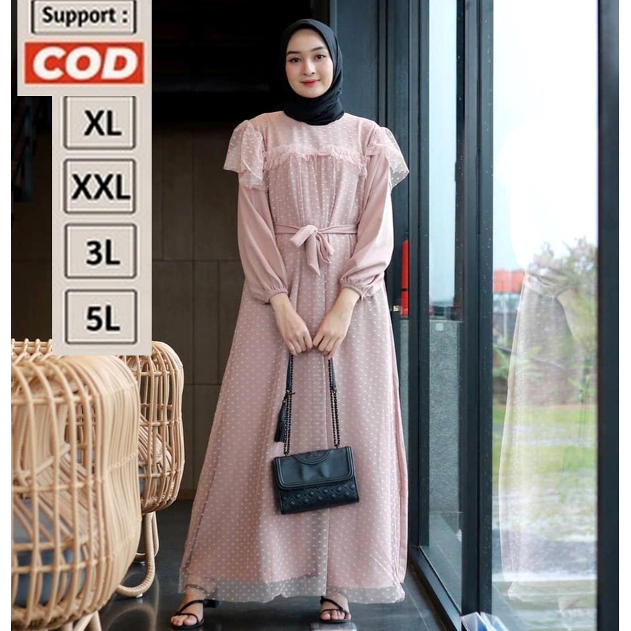 Gamis Lebaran Emak Ibu Jumbo Modis Simpel Warna Mocca Coktu Coksu Polos Mewah Elegan 2XL 3XL 4Xl XXL