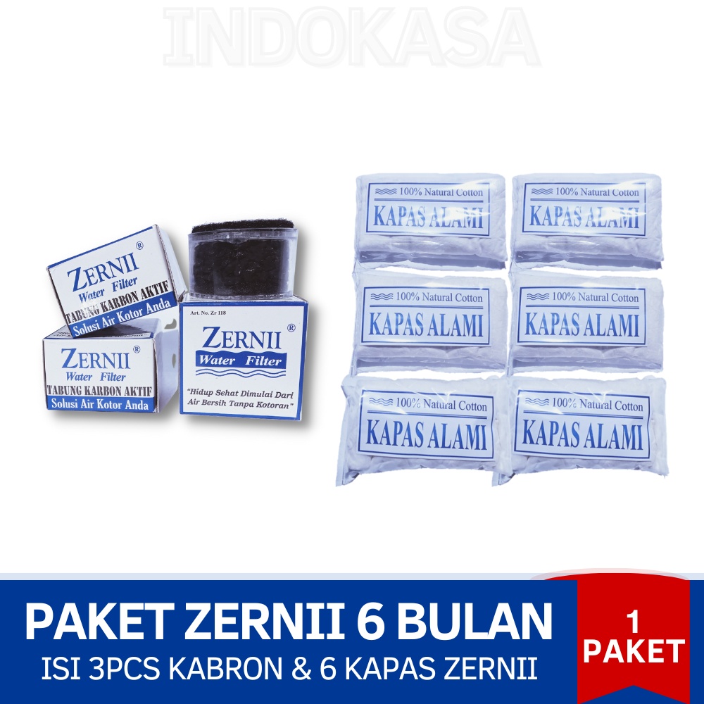 Tabung Karbon Aktif Zernii Paket Extra Isi 3pcs Refill dan 6pcs Kapas Zernii