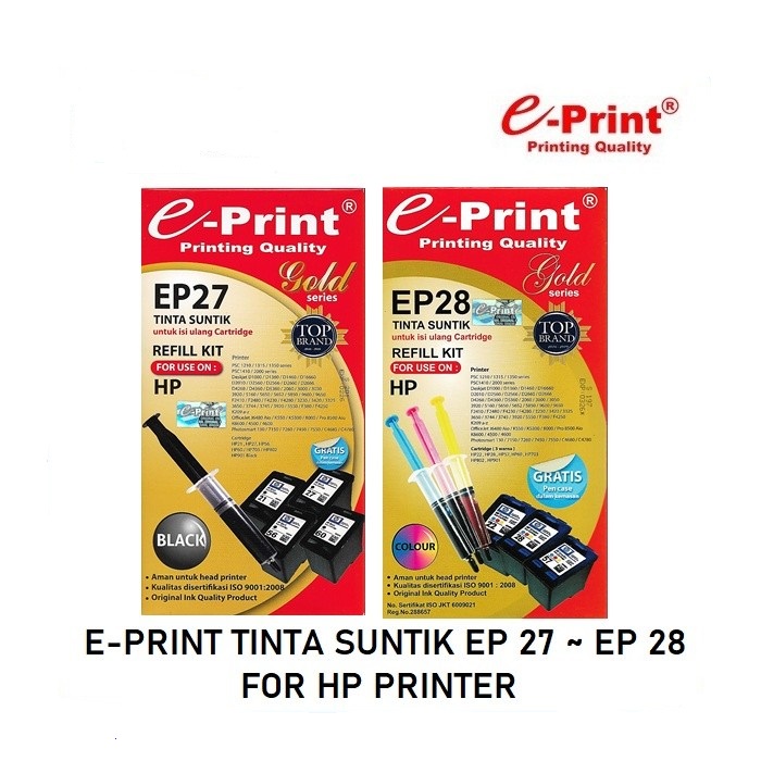 E-PRINT Tinta Suntik HP EP 27 / 28 - EPRINT Refill Kit Gold