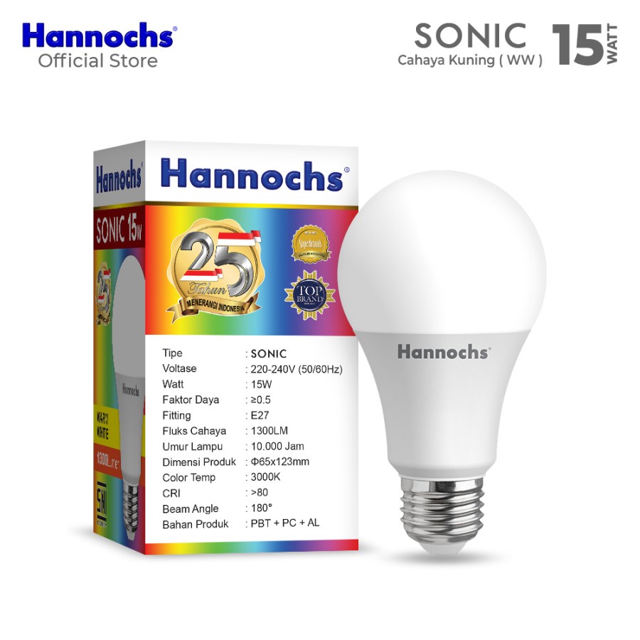 Lampu Led Hannochs Sonic 15 Watt Cahaya Kuning