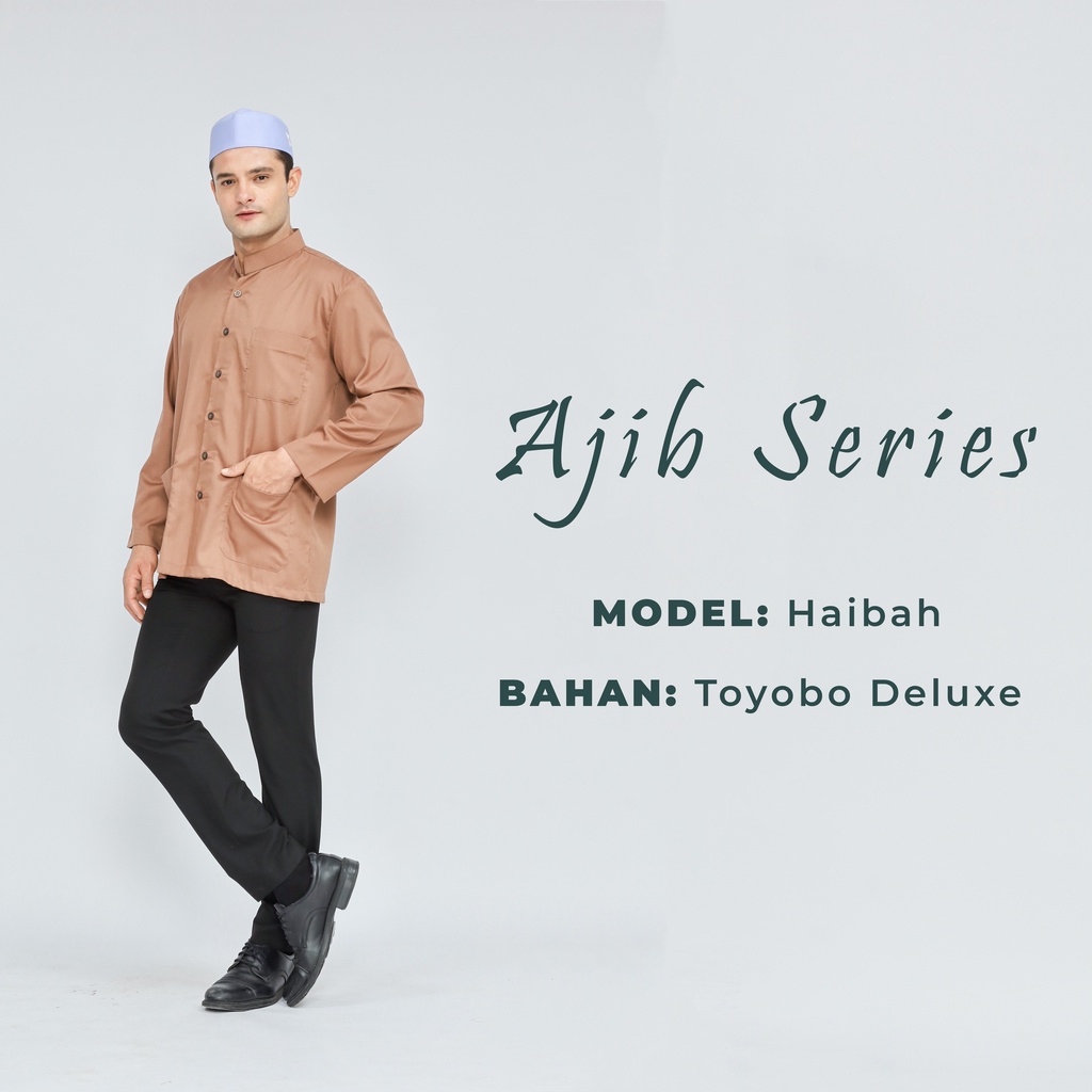 Baju Koko ZAWEEYA Ajib Series Model Haibah Toyobo Polos Putih Warna