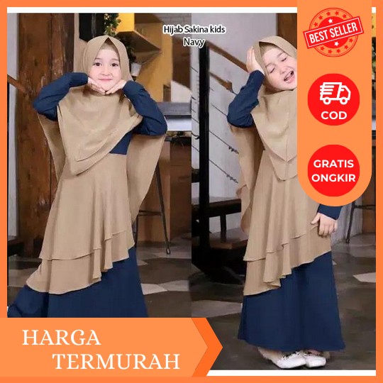 Gamis Crinkle Anak Terbaru Usia 3-12 Tahun/Midi Dress Cinkle Anak Viral Kekinian Baju Muslim Anak Pe