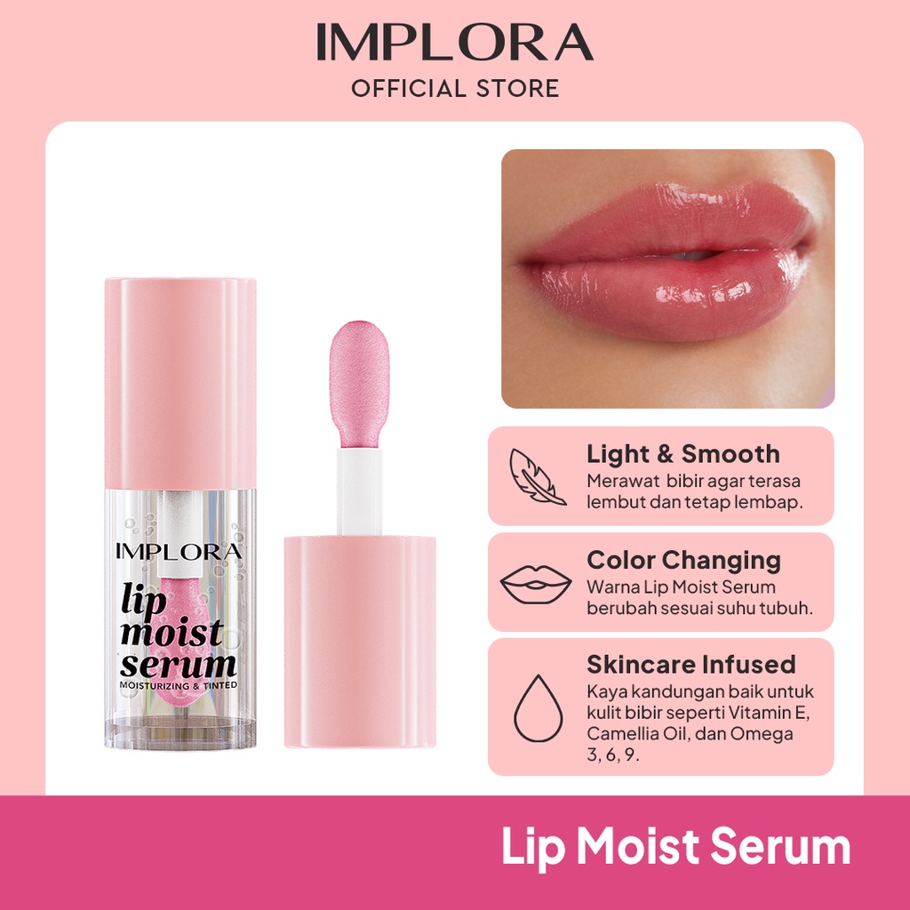 IMPLORA Lip Care Indonesia / Perawatan Bibir / Moist Serum Tinted Essence Repair / Light Smooth Infused Color / Melembabkan Lembab Kering Pecah Hitam Moisturizer Nutrisi / Lipstick Lipstik Primer Balm Stain Mask Cream Scrub Skincare Lips Treatment Series