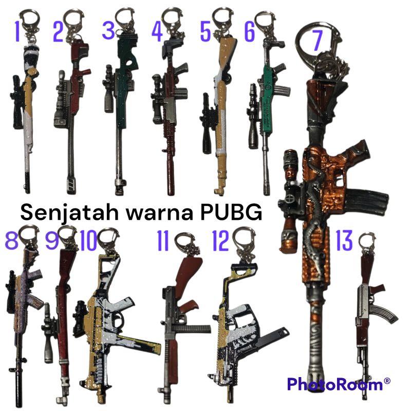 Gantungan Kunci PUBG/Keychain PUBG/Souverni Gabungan Kunci PUBG Banyak Pilihan Senjatah Warna