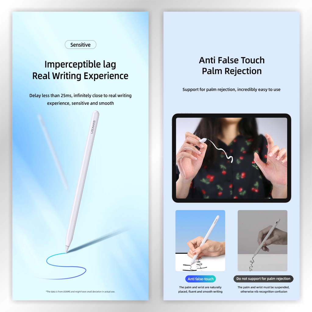 USAMS ZB254 Stylus Magnetic Charging Tilt-sensitive Active Touch Capacitive Apple Pencil