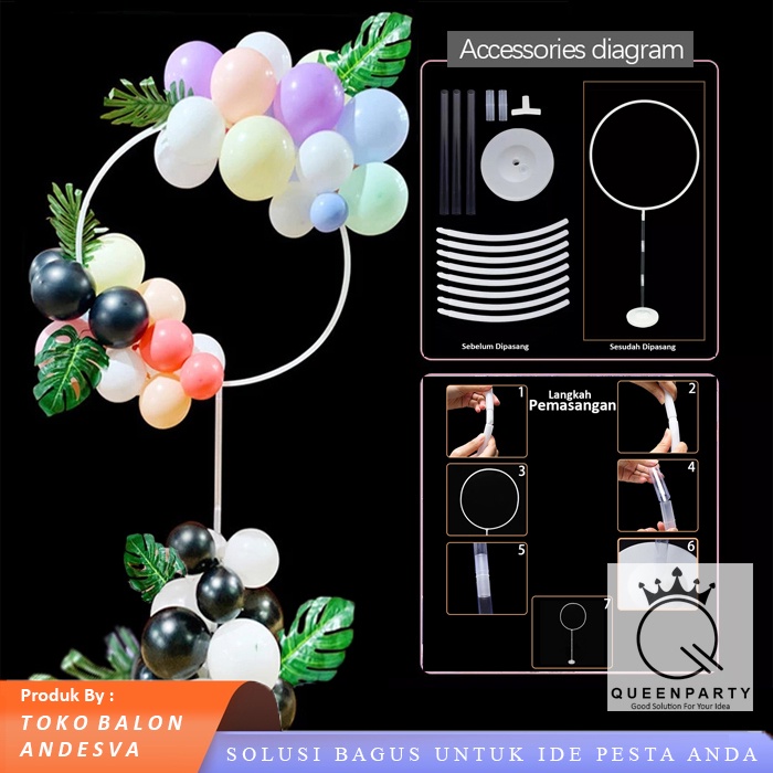 Tiang Dekorasi Balon Bulat melingkar / Standing Base Balon Holder Ring bulat / standing dekorasi