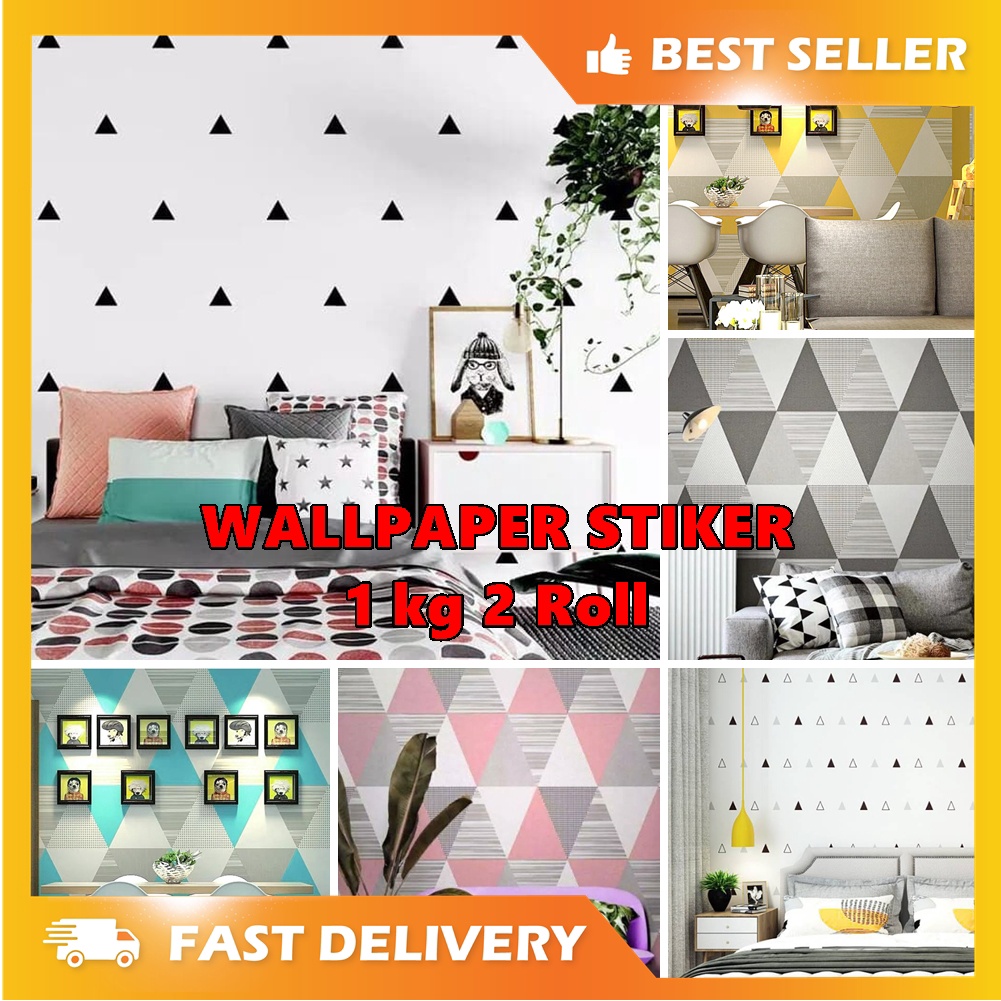 WALLPAPER DINDING 45 CM X 10 M / 9.5M STICKER SEGITIGA