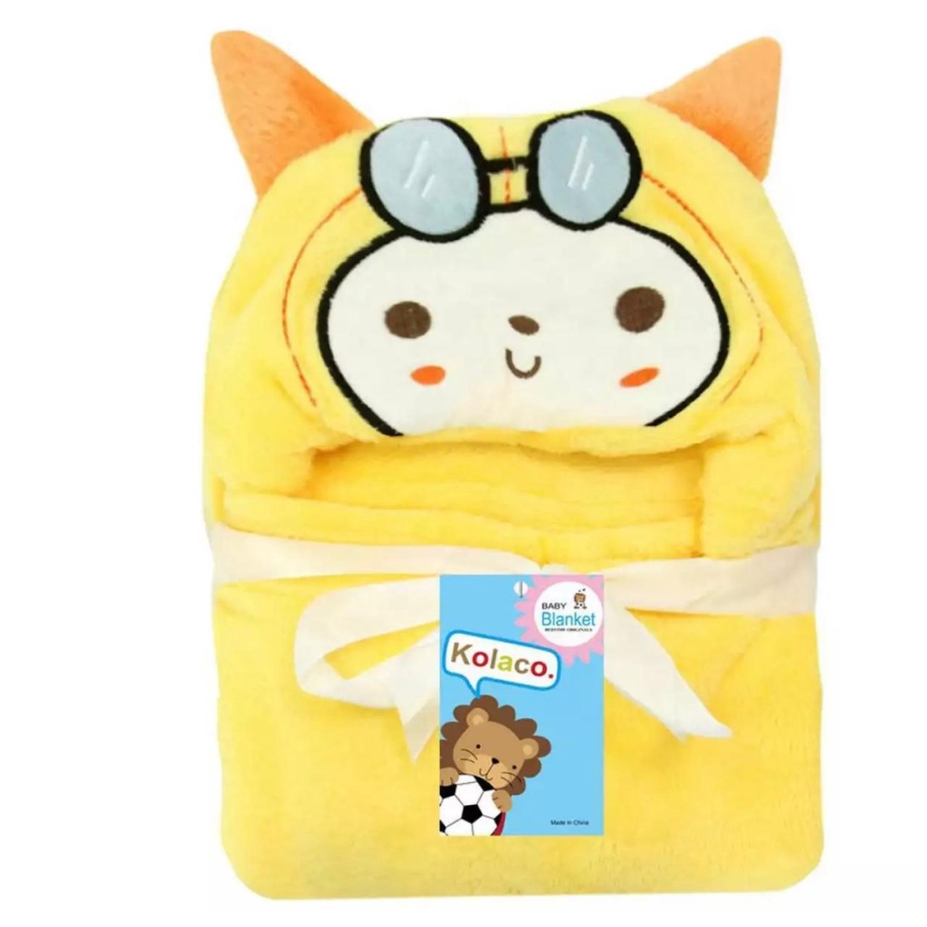 Selimut Bayi Topi Boneka / Selimut Bayi Karakter Fleece-Pilot Kuning