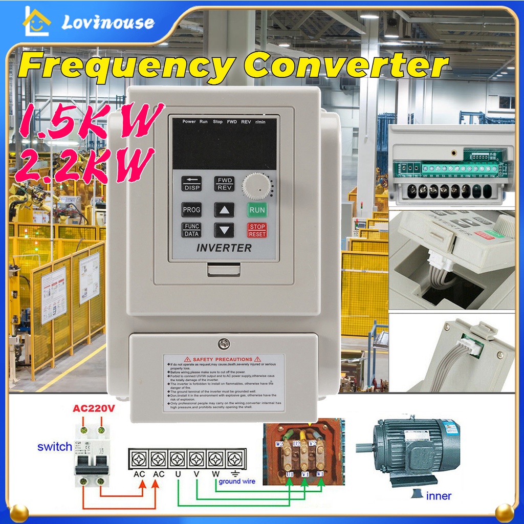 ⚡Free Shipping ⚡Inverter Frekuensi Variabel AC220V 2hp 3hp1 fase dalam 3 fase keluar VFD Vsd Konverter Pengatur Kecepatan Inverter