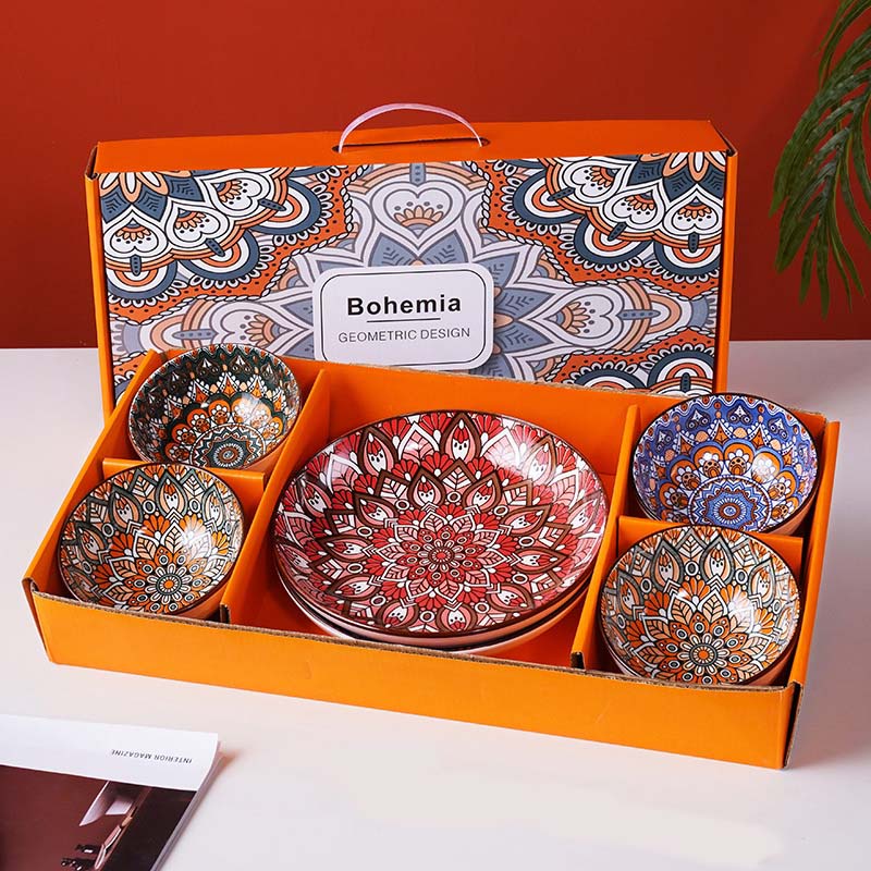 Japanese Bowl Set Mangkok dan Piring set premium peralatan makan kotak hadiah Kado / Souvernir Mangkok Motif Batik