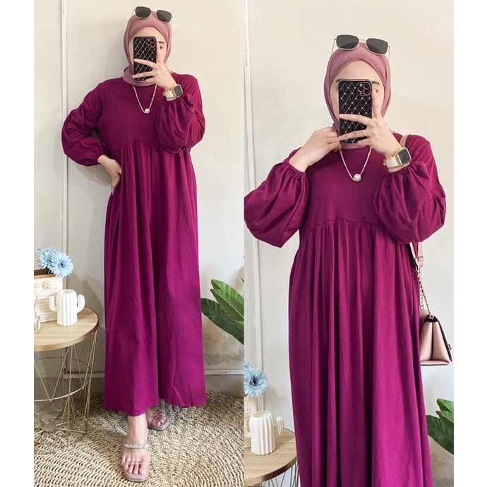 Naila Dress - Midi Dress Crinkle Airflow gamis terbaru 2023 lebaran wanita