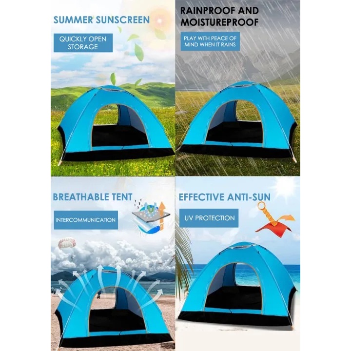 Tenda Camping Lipat Otomatis Quick Open Waterproof Breathable Tenda Anti Sinar UV Multifungsi Berkualitas