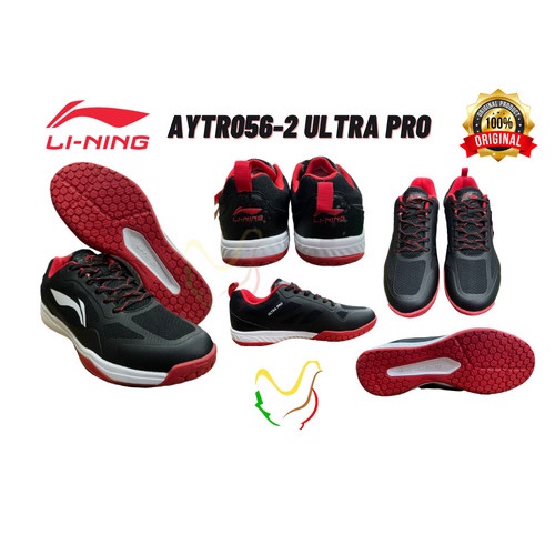{MentariStore} SEPATU BADMINTON BULUTANGKIS LINING ULTRA PRO ORIGINAL - BLACK/RED 44 Berkualitas