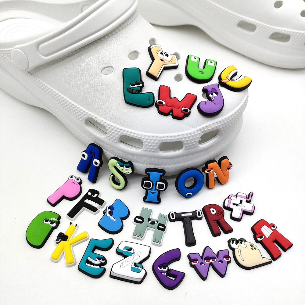 Alphabet Crocs Charms Dekorasi Sepatu jibbitz PVC Lucu Clog Pin Sepatu Gelang Gelang Pesta Ulang Tahun Nikmat