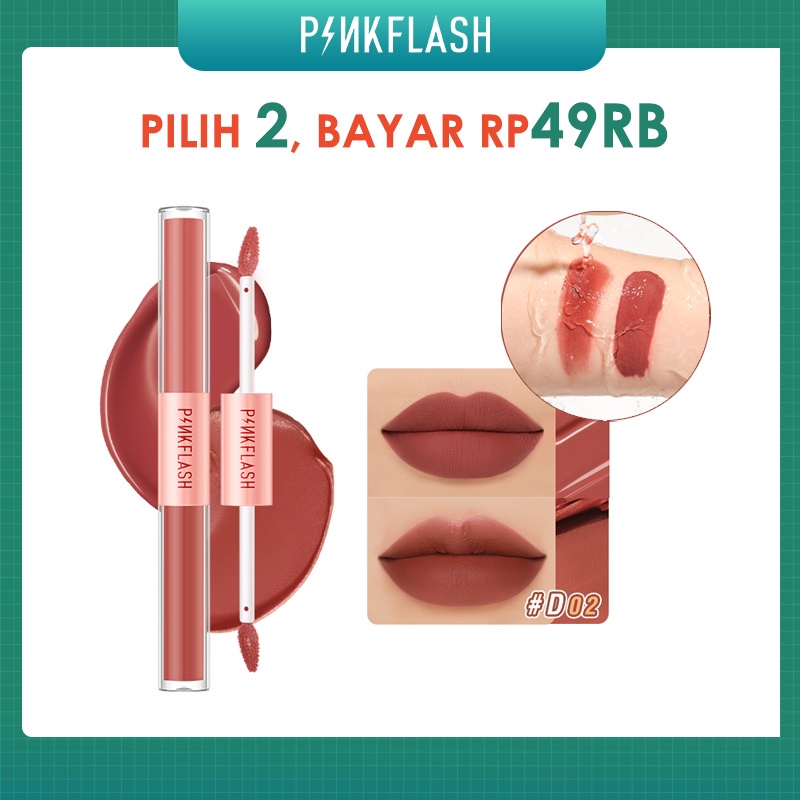 PINKFLASH  2 IN 1 Double Effect Lipstick Waterproof Velvet Liquid Matte Lip Gloss Lightweight Lipstik