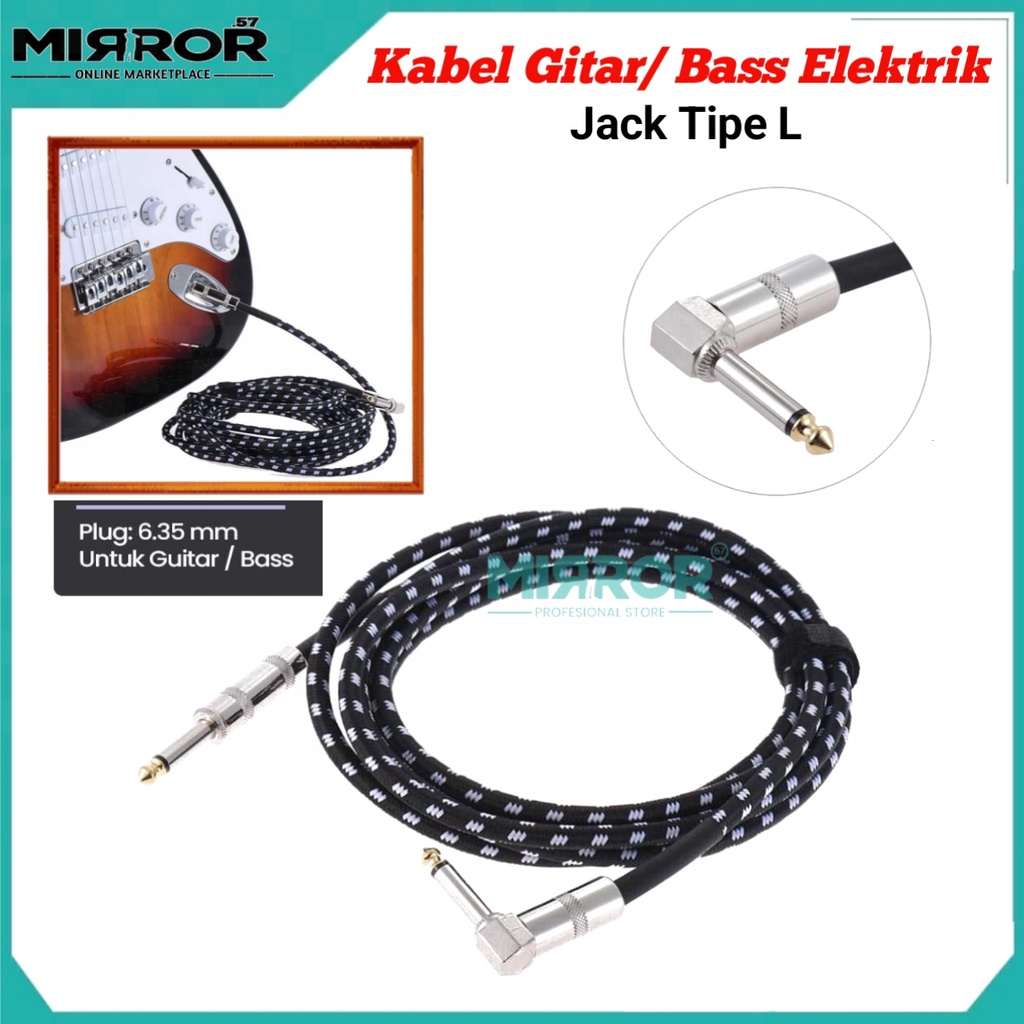 Kabel Audio Gitar / Bass Elektrik Plug 6.35 mm Jack Tipe L 600cm