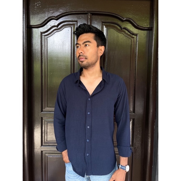 Kemeja Linen Pria Lengan Panjang