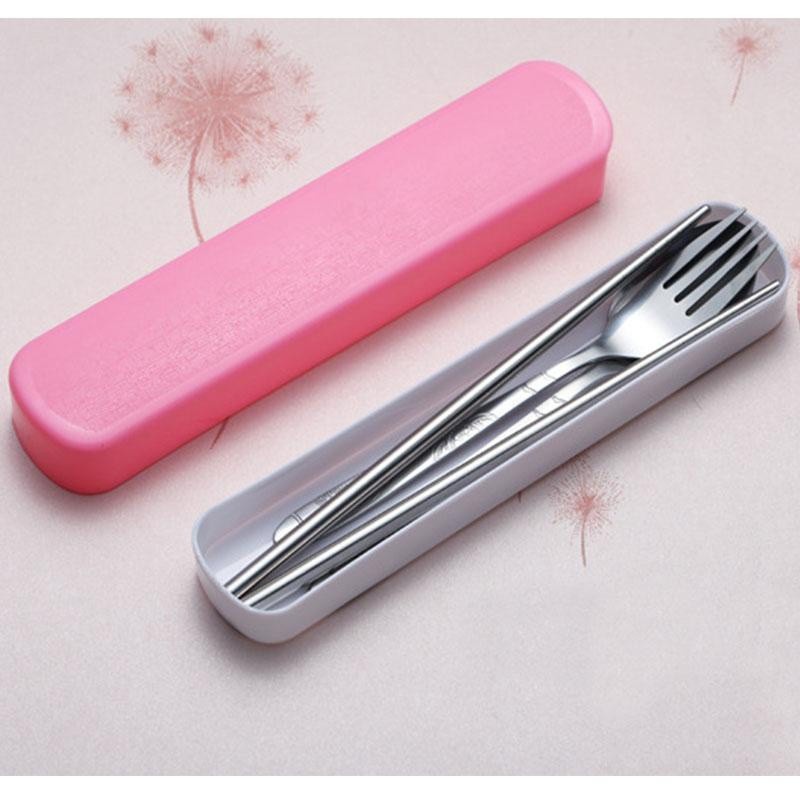 Sendok Garpu Sumpit Set 3 in 1 Portable Stainless Steel 304 Tepak Alat Makan Korea Minimalis Souvenir - BUM