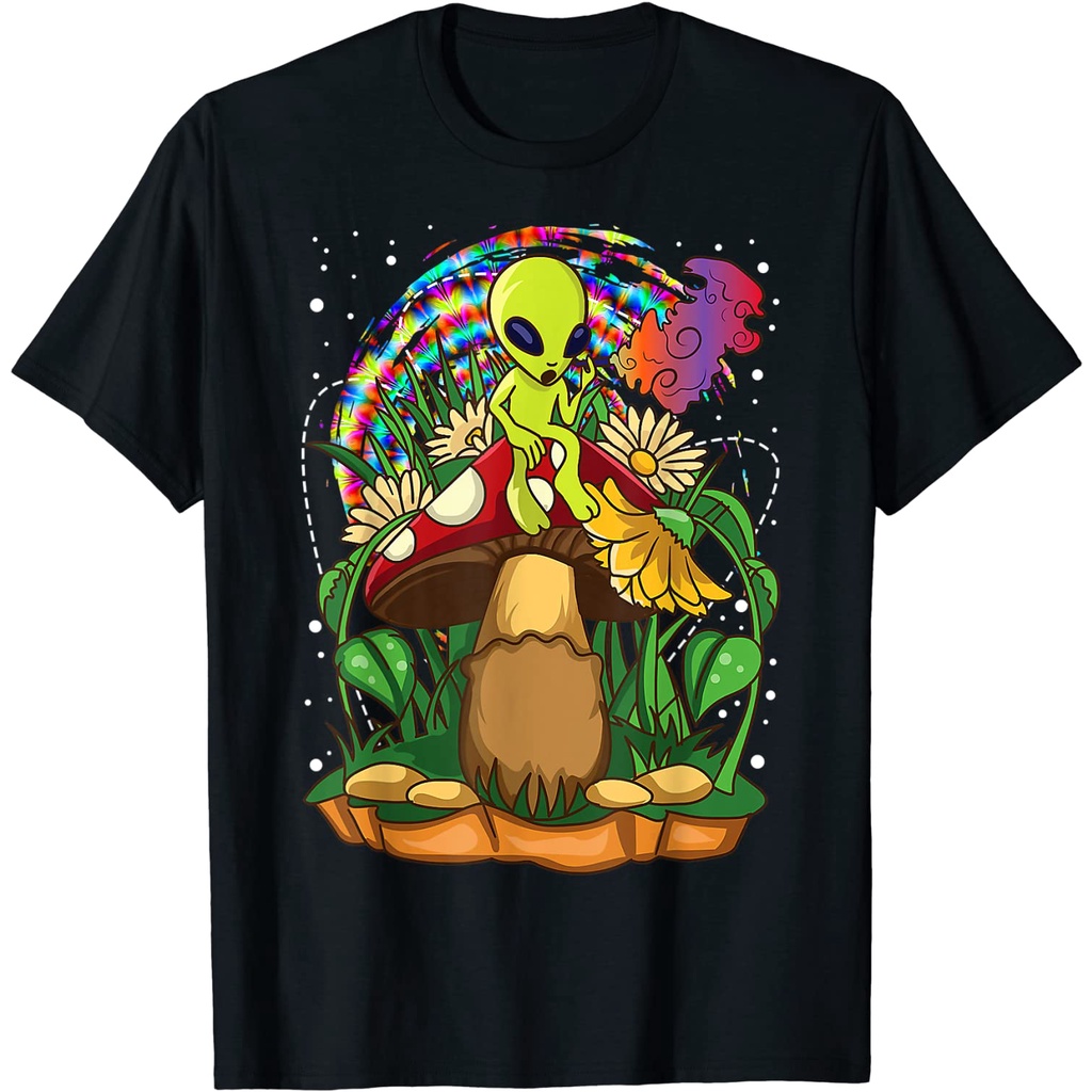 KAOS DISTRO Funny Magic Mushroom Alien Trippy Shroom LSD Weed Acid Trip T-Shirt
