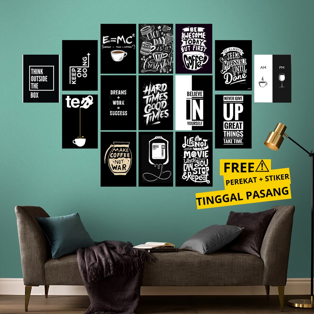 HARGA GROSIR [16PCS] Poster Dinding Aesthetic Ukuran A6/A5 + Free Perekat 1pcs **