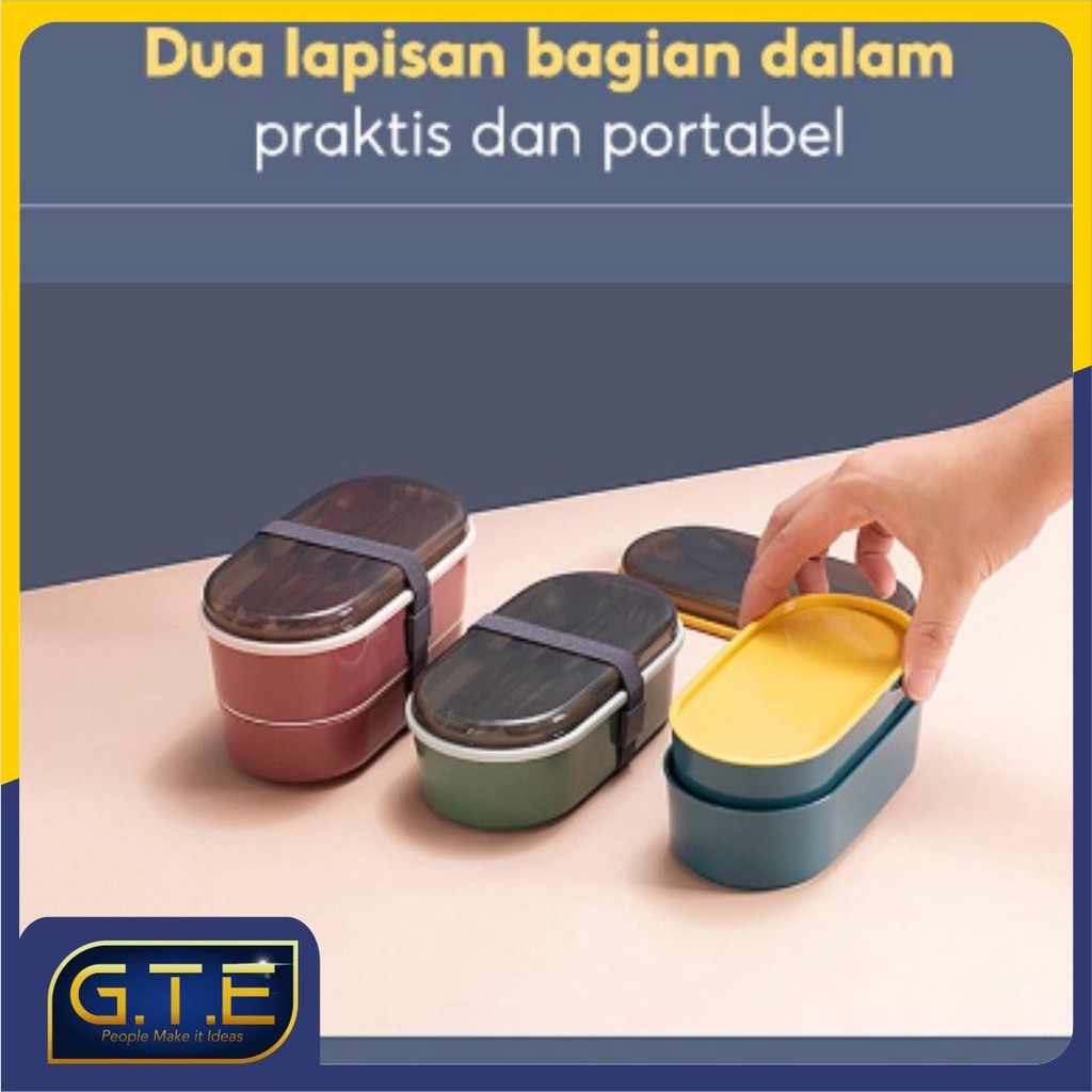 GTE | Kotak Makan Siang 2 Lapis / Kotak Makan Siang Anak / Kotak Makan Set / Kotak Bekal Siang Anak / Kotak Bento Bekal Anak