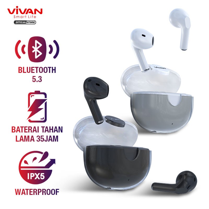 VIVAN Headset TWS Infinity GT1 Earphone Headphone Handsfree Musik Lagu
