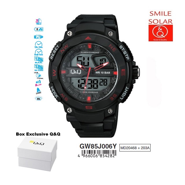 Jam Tangan Pria Casual Sporty Digital Double Time Original Q&amp;Q QnQ QQ GW85 GW85J Diameter Besar