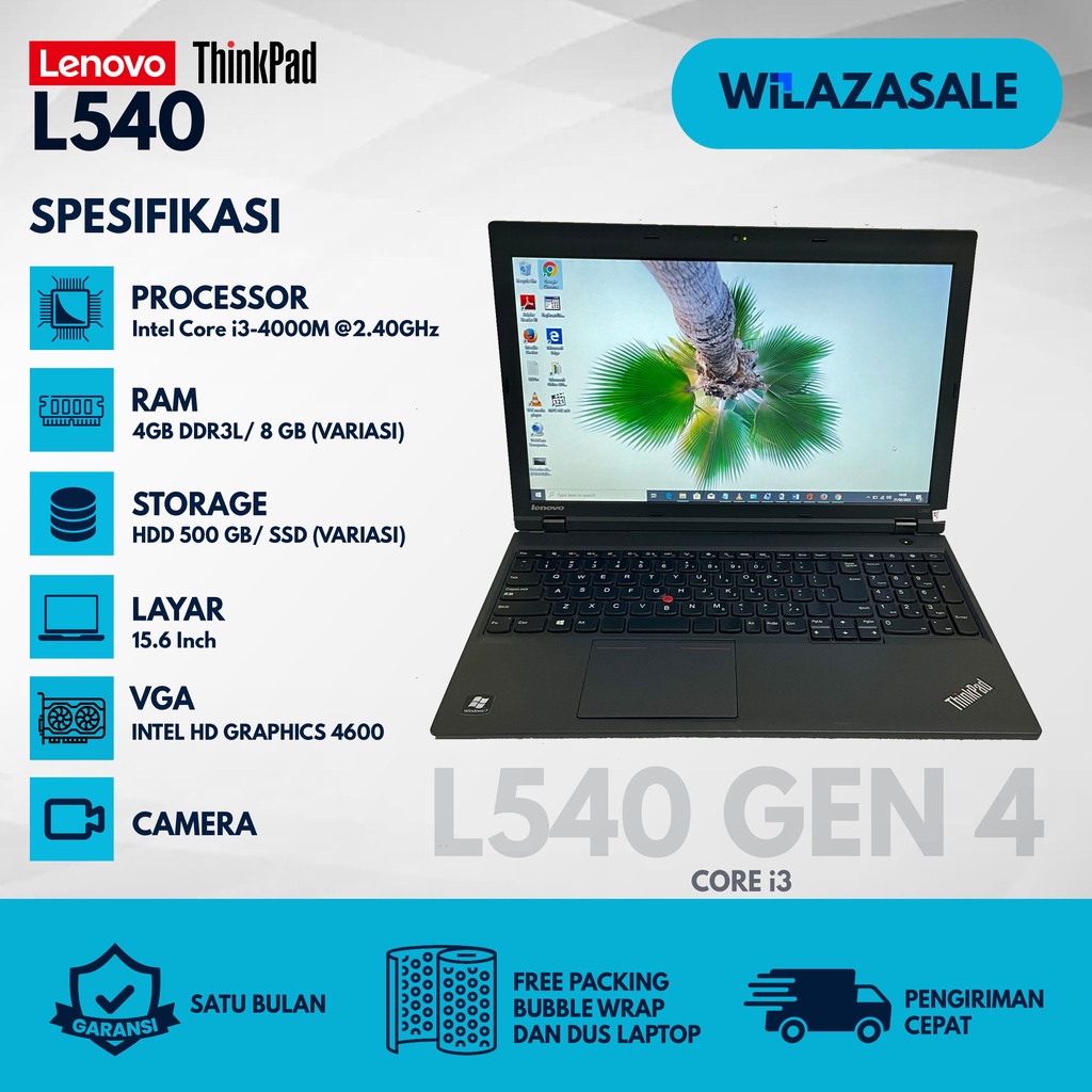 LAPTOP BEKAS BERKUALITAS LENOVO THINKPAD L440 CORE I3 GEN 4