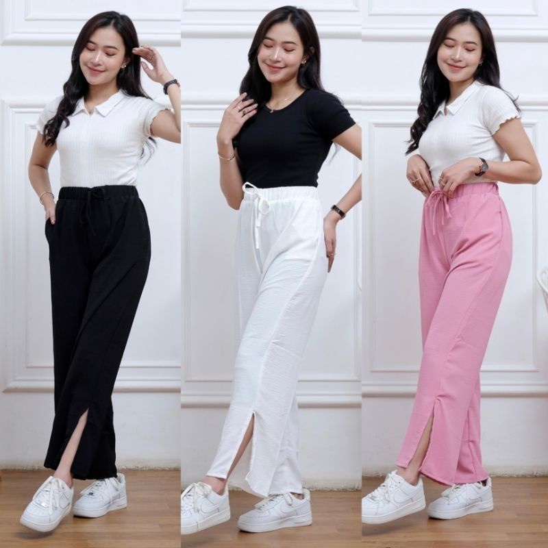 Izzie Loose Pants Celana Kulot Wanita Celana Kerja High Waist