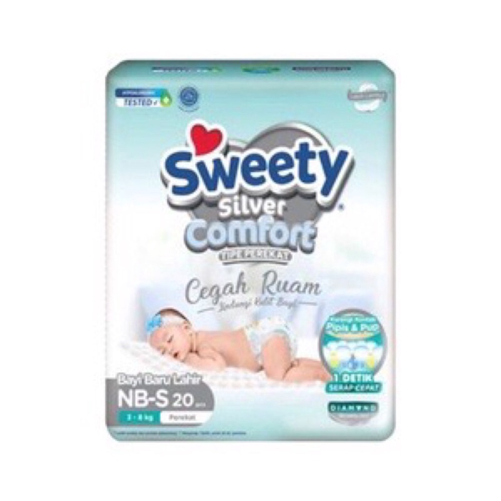 JT - SWEETY SILVER COMFORT NB-S ISI 20 / POPOK BAYI BARU LAHIR ISI 20