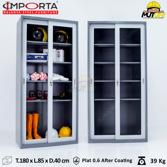 

Terlaris Importa Sc-E18 Bt/Ms Lemari Arsip Besi Pintu Sliding Kaca