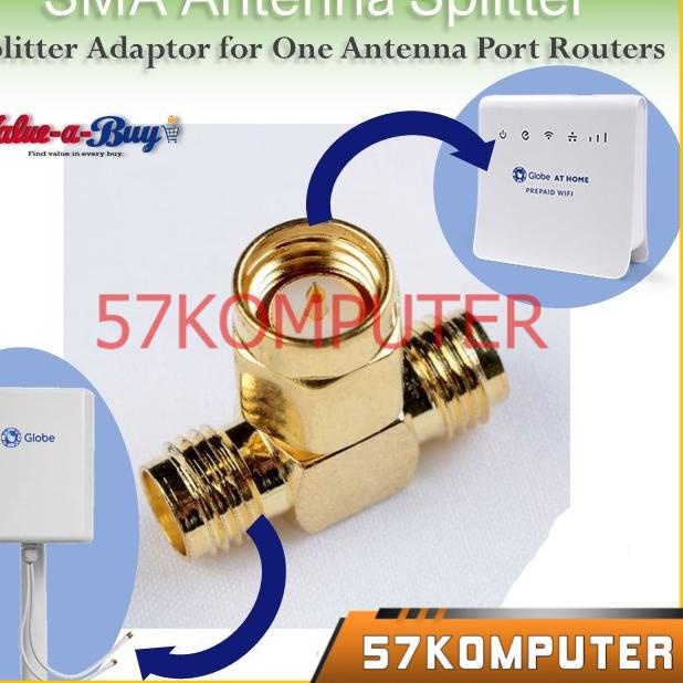 ➭ Konektor Cabang 2 Antena Router Orbit T SMA Male to 2x SMA Female - Konektor T KONEKTOR T SAMBUNGA