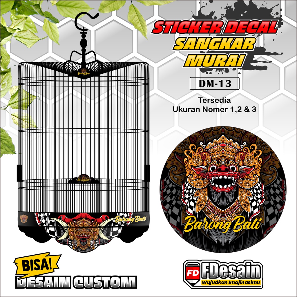 Sticker Decal Sangkar Murai - Decal Tebok Sangkar Murai Motif Leyak Barong Bali - DM13