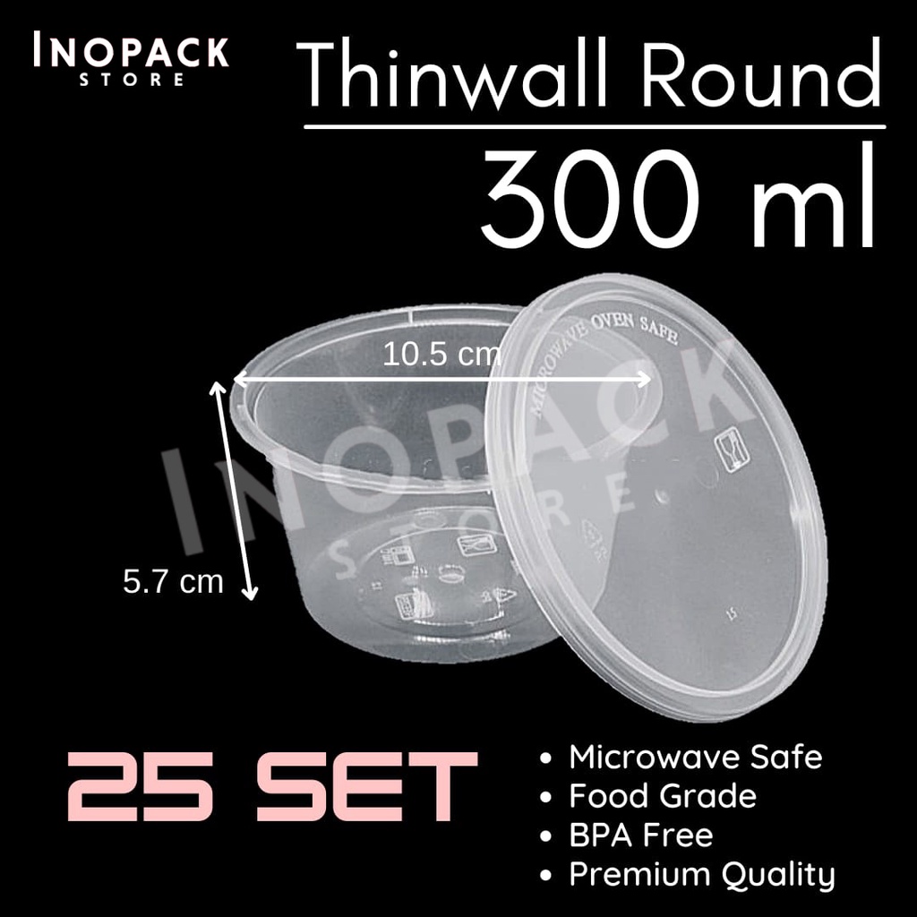 Mangkok plastik bening tahan panas untuk microwave 300ml + ttp