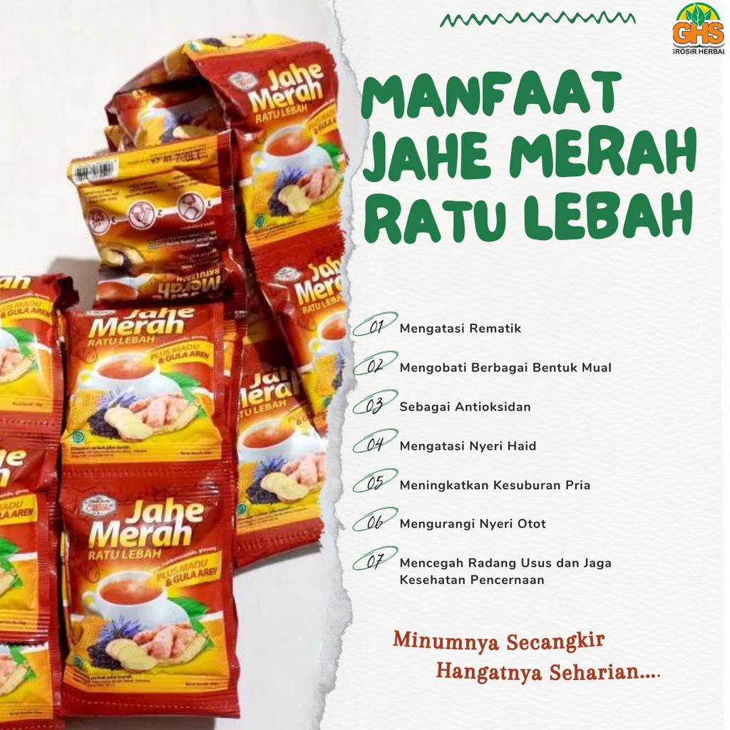 

Jahe Merah Super Ratu Lebah 1 Renceng 12 Sachet Minuman Kesehatan