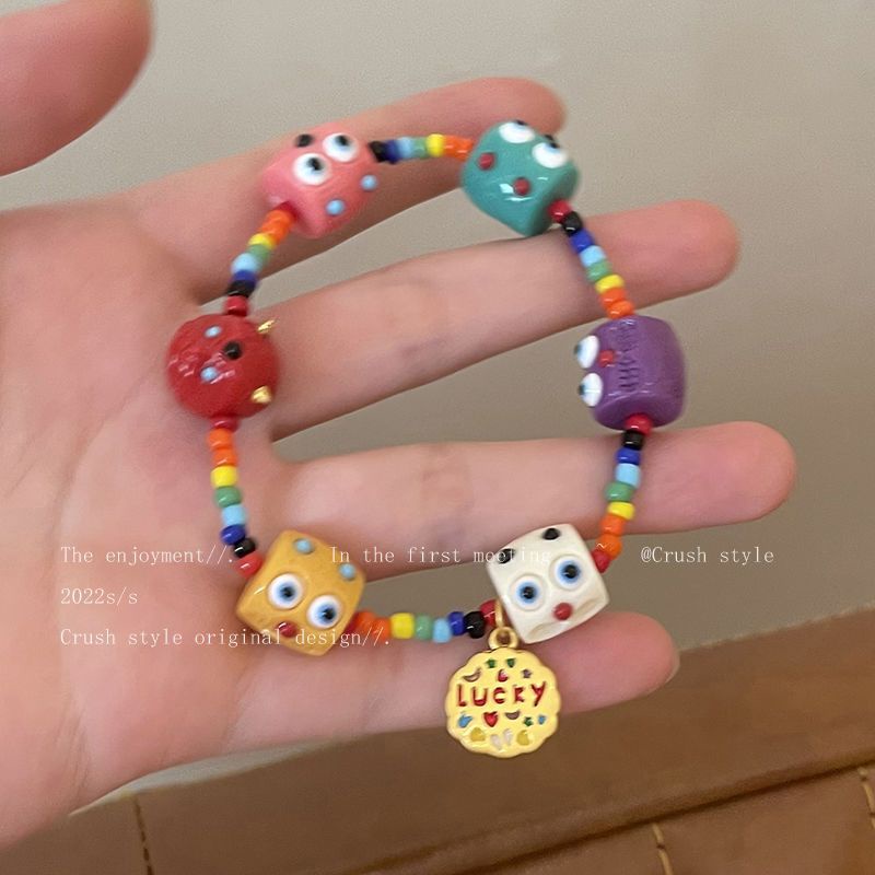 Kartun Manik Gelang Monster Kecil Warna-Warni Manik Gelang Wanita Tali Elastis Bangle Bracelets