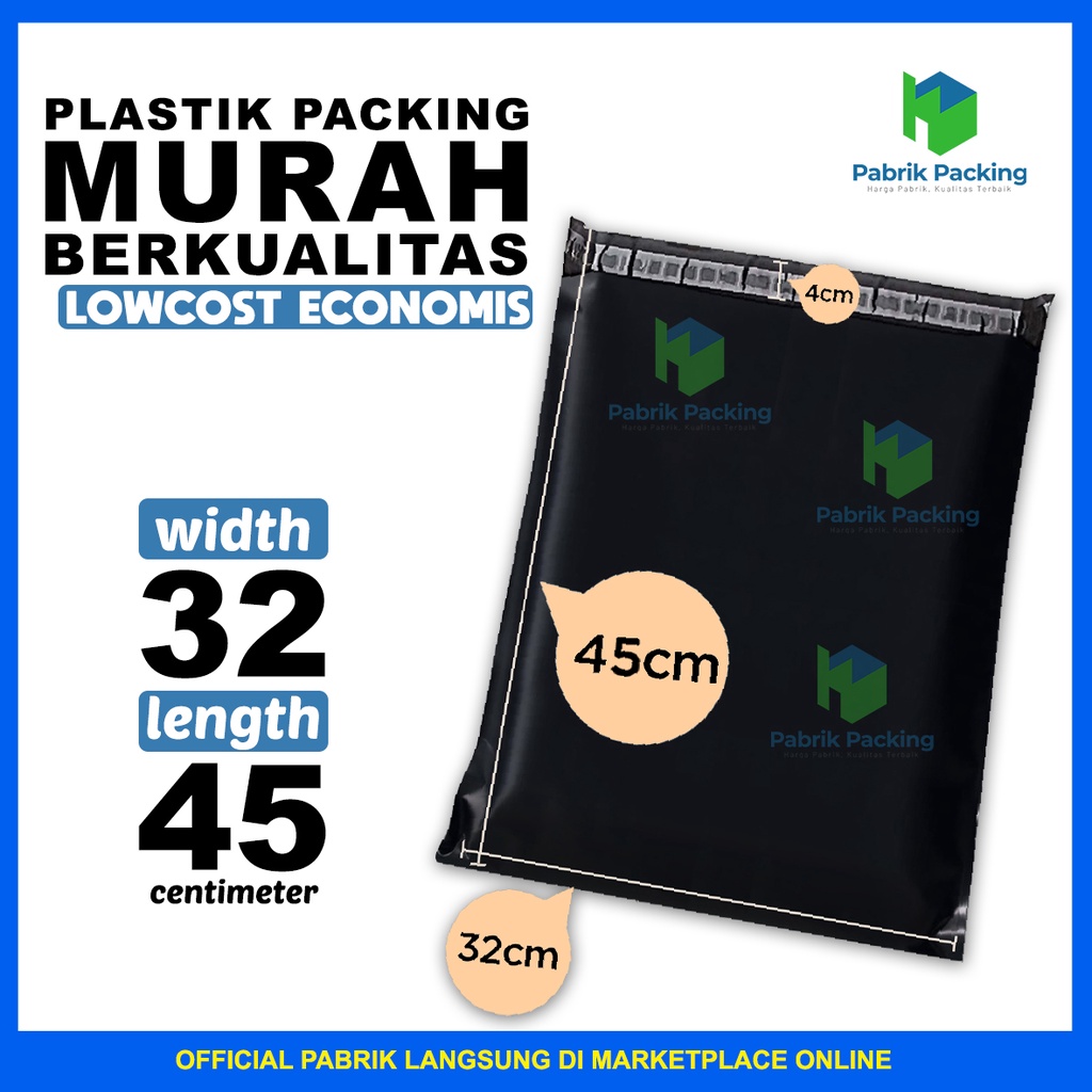 

Polymailer Low Cost Ekonomis Amplop Packaging Olshop Hitam 32x45cm