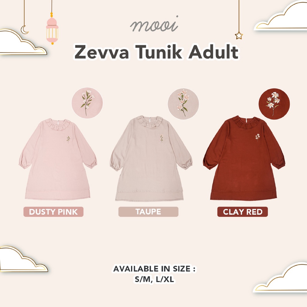 PROMO 7.7 PROMO BAJU LEBARAN Mooi Mom Tunik Raya Top Wanita Lebaran Atasan Wanita Nayyara Zevva Tunik Adult Pakaian Muslim