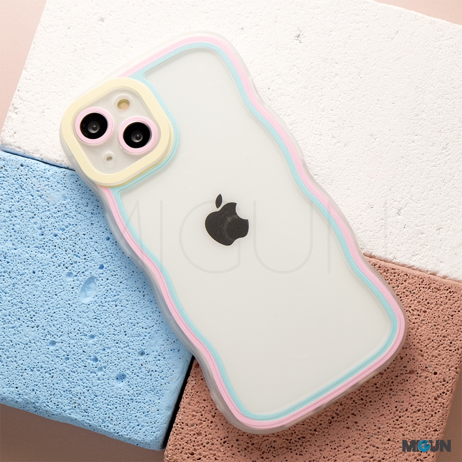 Curly Pastel Transparent Silicone Case iPhone 7 8 Plus X XS MAX XR 11 12 13 14 PRO MAX PLUS