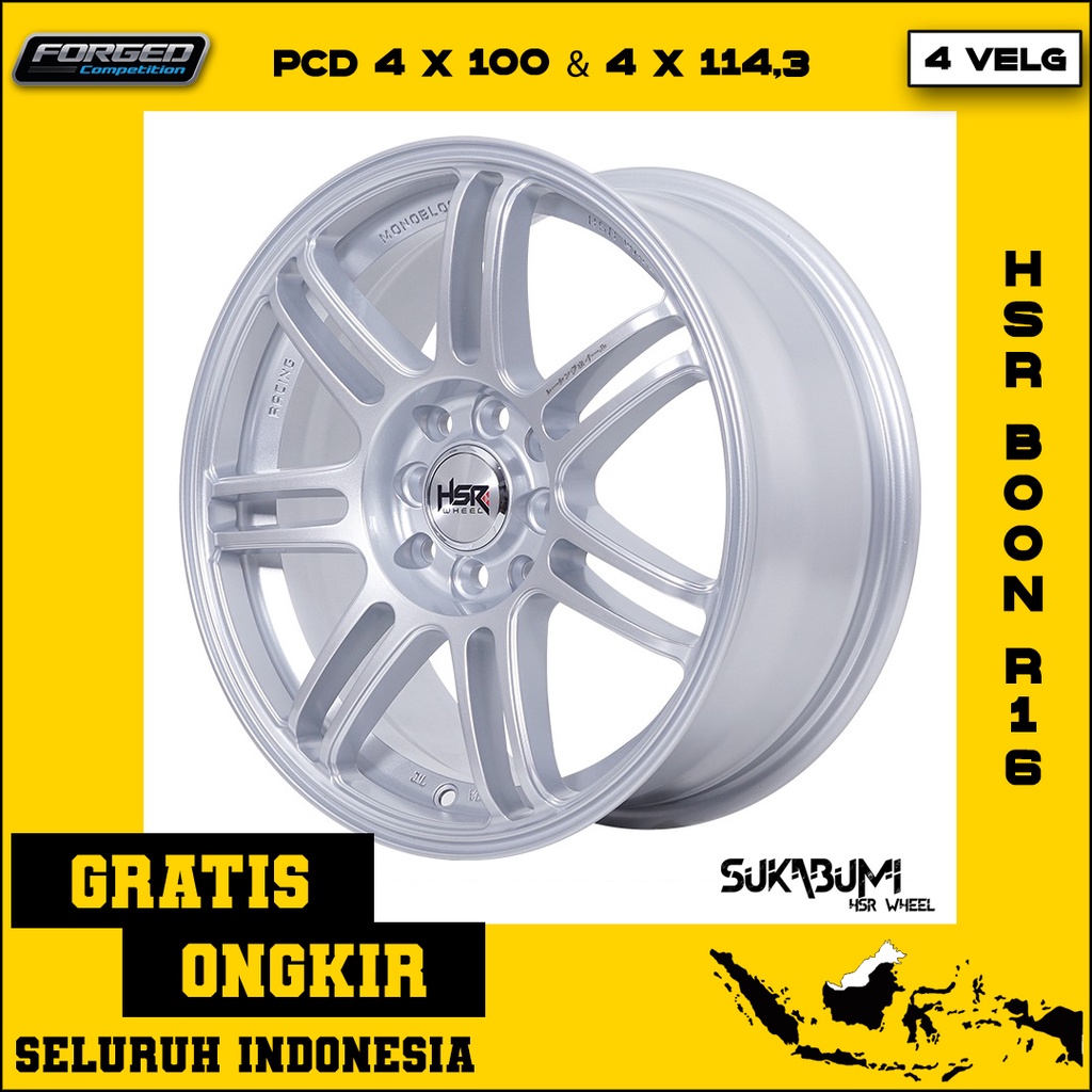Pelek Mobil Suzuki Karimun, Swift, Splash, Ignis, dll Ring 16 Warna Silver | HSR Wheel Original Suka