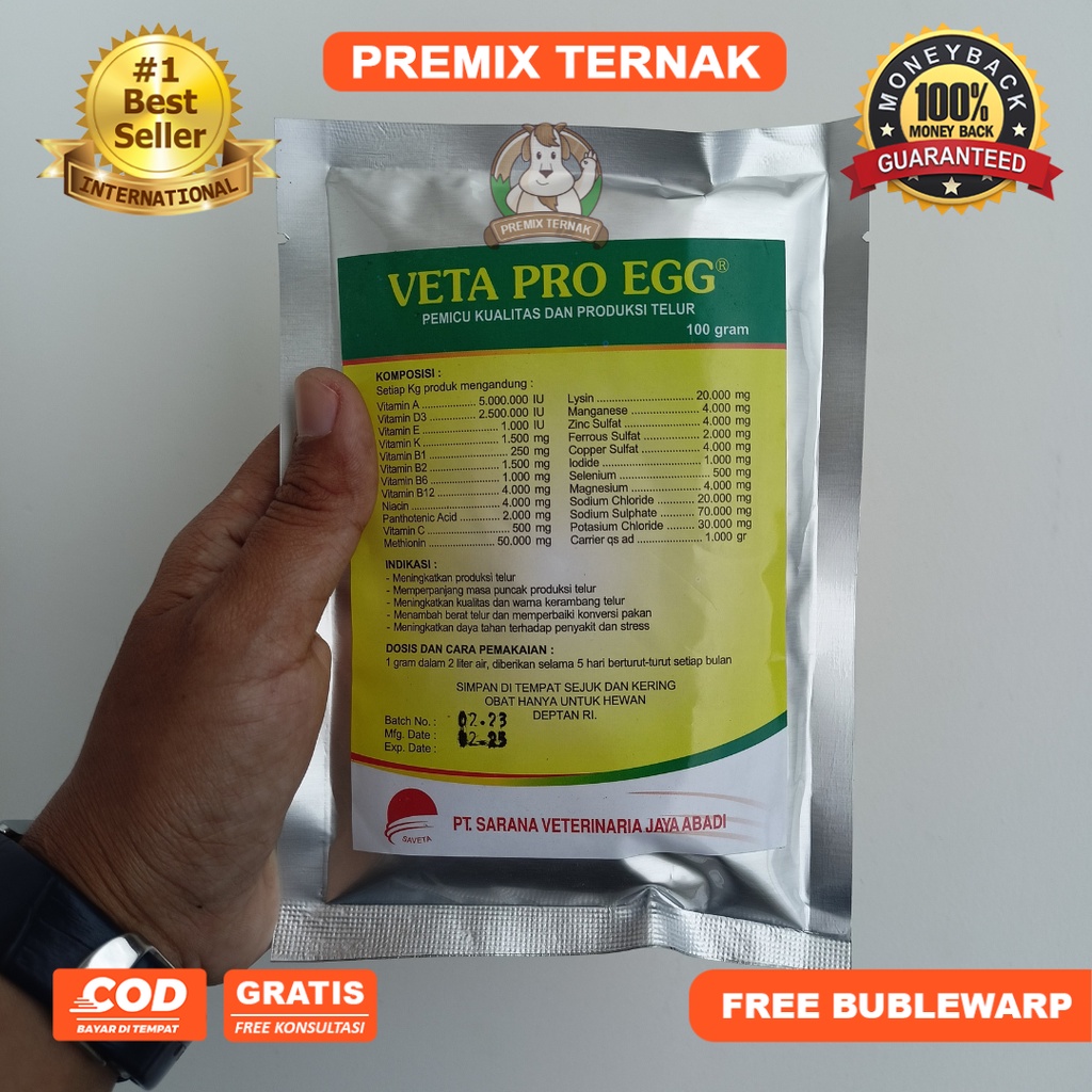 VETA PRO EGG 100gr - Vitamin Pemacu produksi dan kualitas telur - vitamin ayam petelur - vitamin bebek petelur - vitamin puyuh petelur