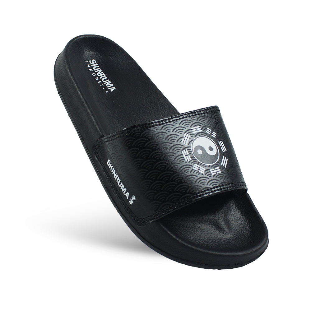 Sendal Slop Distro Pria Wanita SKINRUMA Yin Yang Hitam / Sandal Slip On / Slide Sandal / Selop Sanda