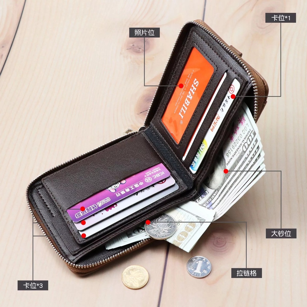 IMPOR ORIGINAL SHABILI 081 DOMPET UANG PRIA WANITA RESLETING DENGAN TEMPAT KOIN