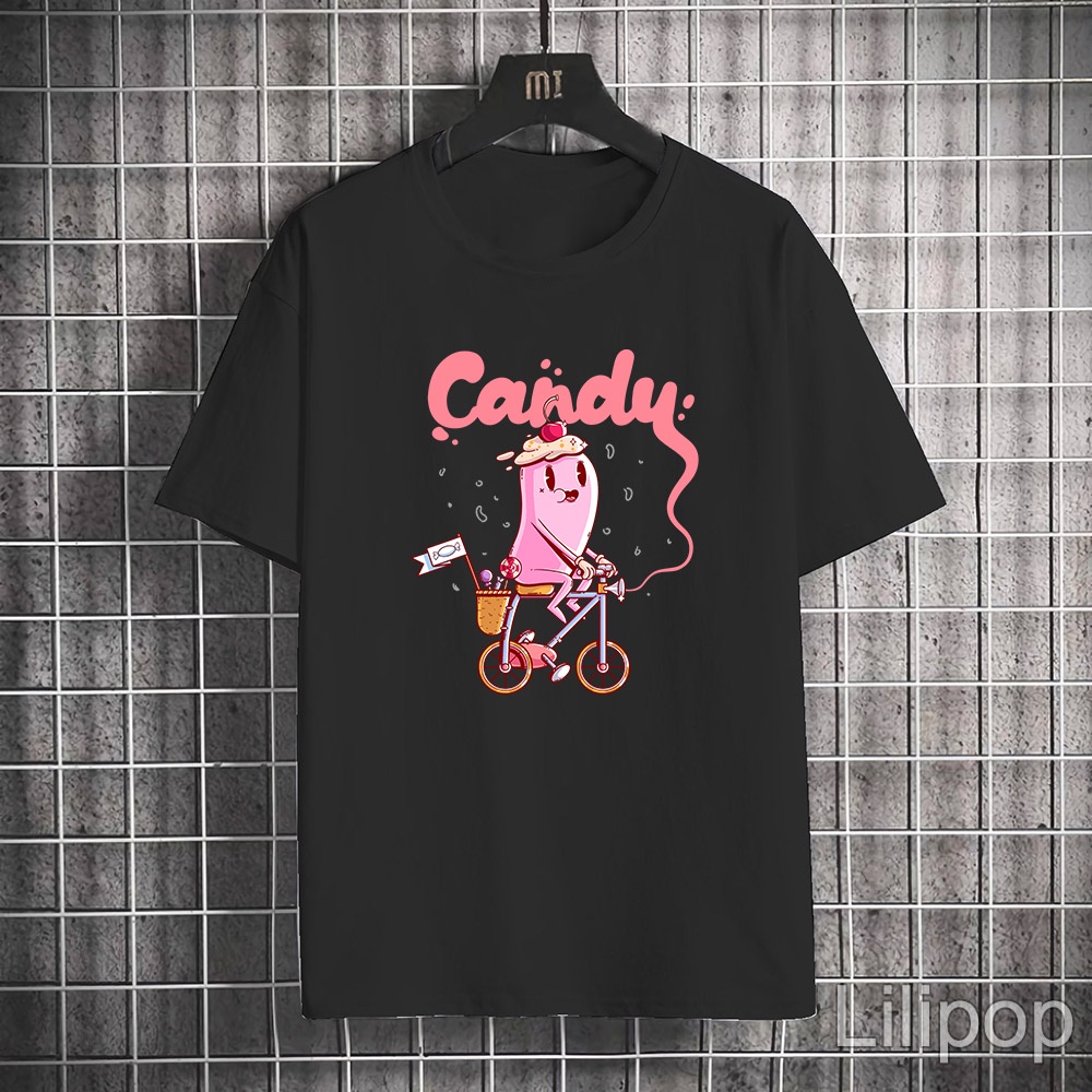 Lilipop Kaos Tshirt  Candy Pria wanita Baju Distro Basic Lengan Pendek Cowok Kasual