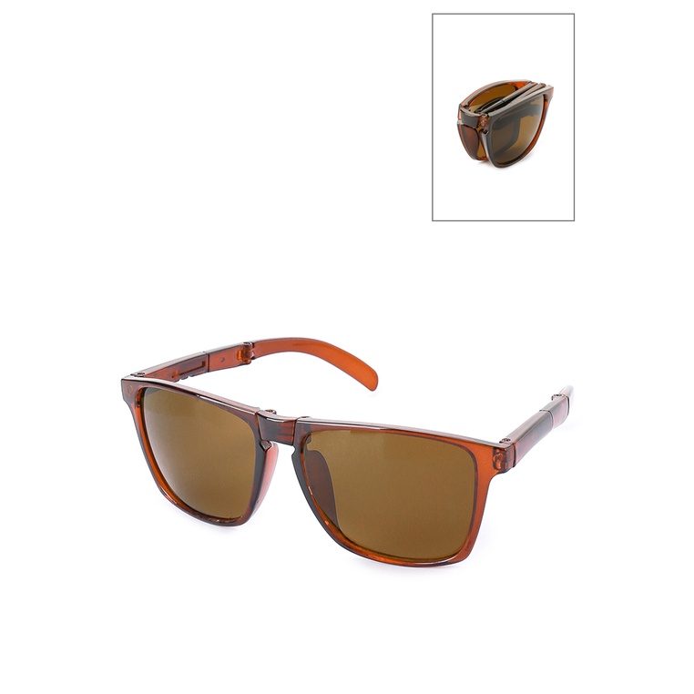 Kacamata Gaya Fashion Pria Wanita KINGSHIP Kacamata Sunglasses Foldable Prince Brown Eyewear Frame Brown